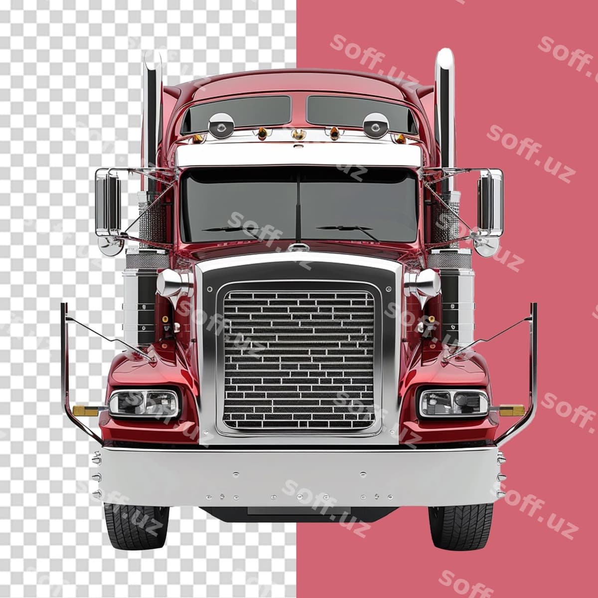 Qizil yuk mashinasi izolyatsiya qilingan shaffof fon | Red truck isolated transparent background