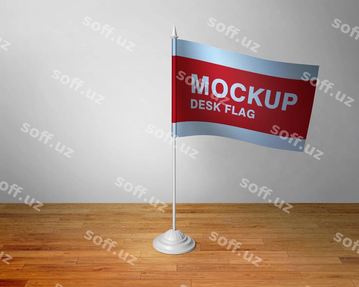 Qizil oq bayroqda "Maket stol bayrog'i" deb yozilgan | Red white flag that says mockup desk flag
