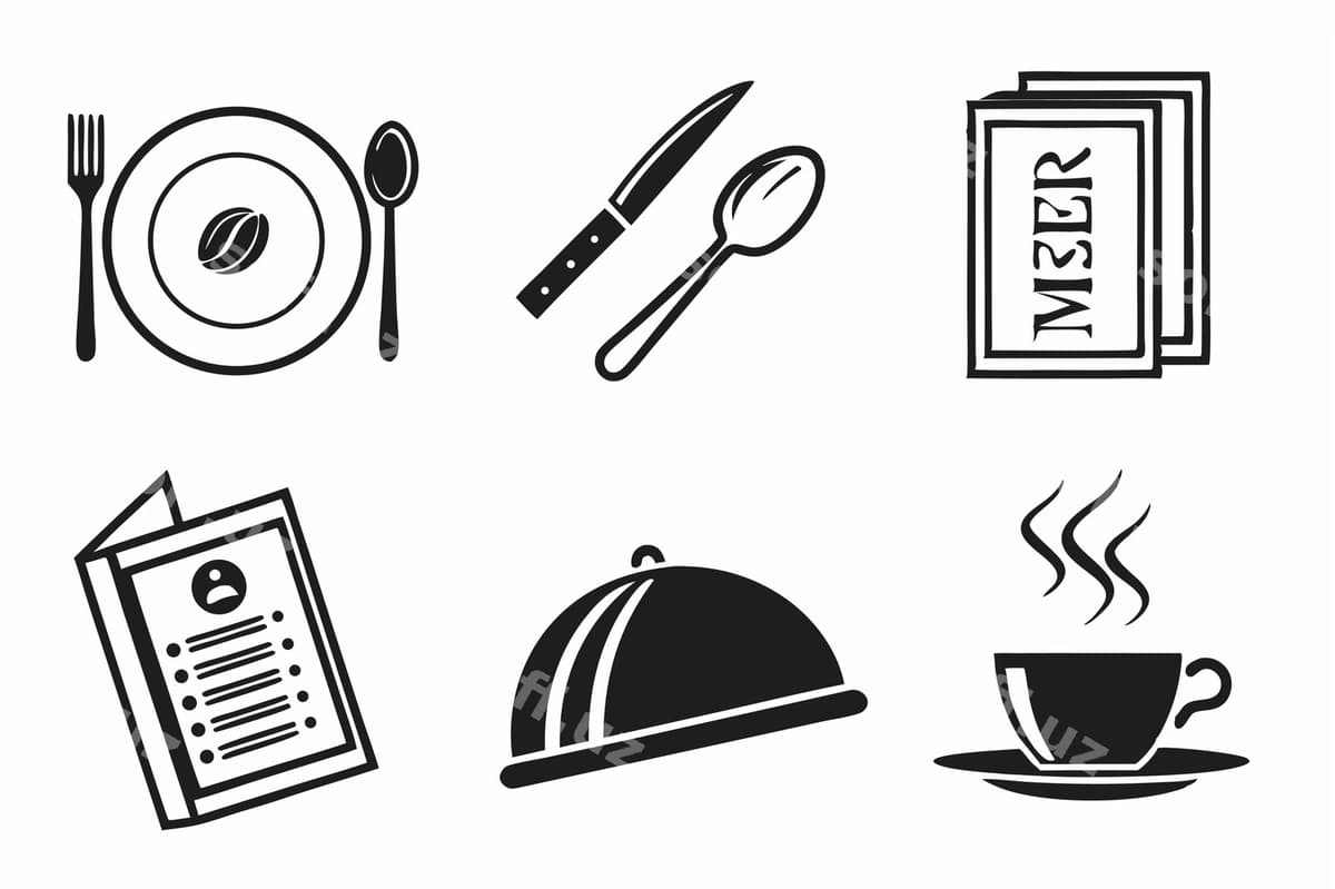 Restoran va kafe bog'liq ikonkalar | Restaurant cafe related icons
