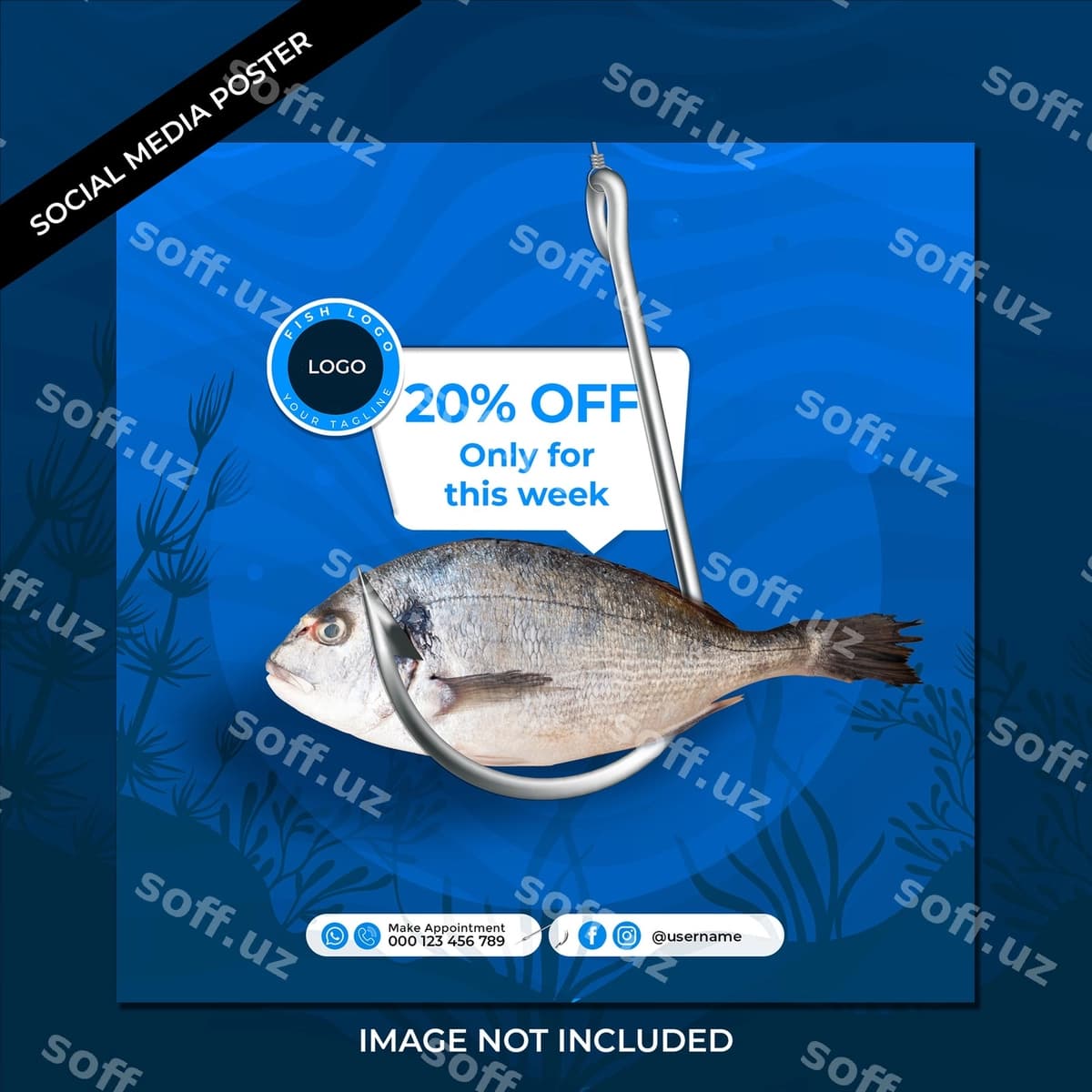 Dengiz ovqati ijtimoiy tarmoqlar uchun plakat dizayni | Sea food social media poster design
