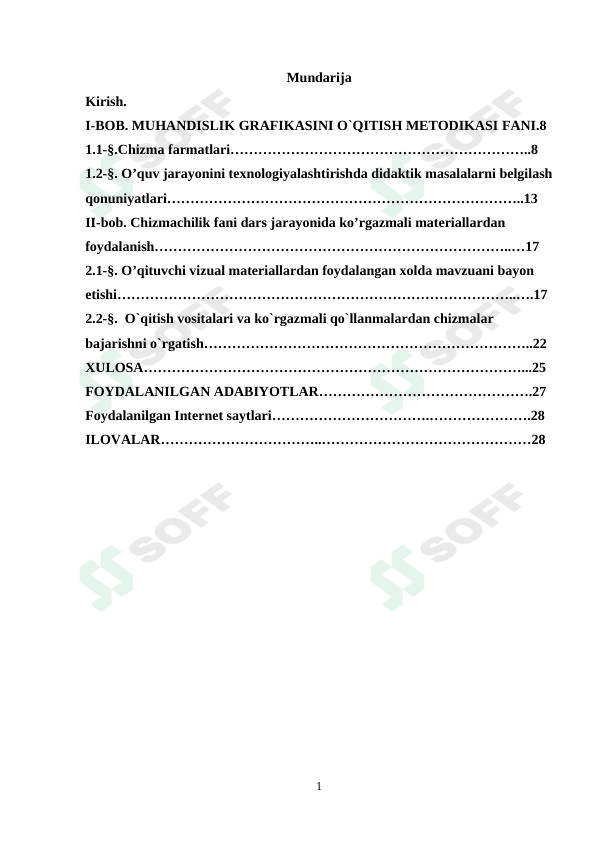 MUHANDISLIK GRAFIKASINI O`QITISH MЕTОDIKASI FANI