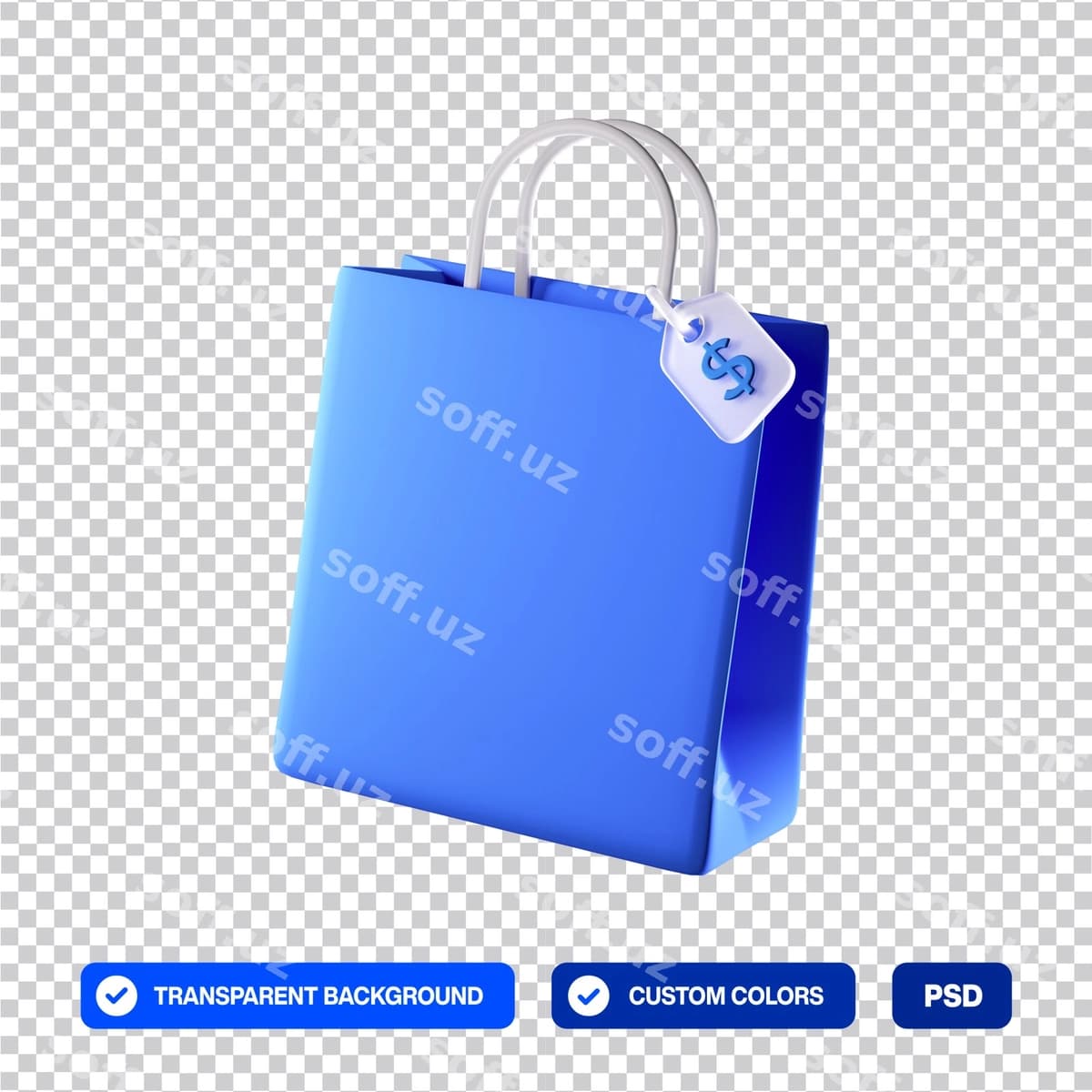 Xarid sumka 3d multfil'm ikonka illustratsiyasi | Shopping bag 3d cartoon icon illustration