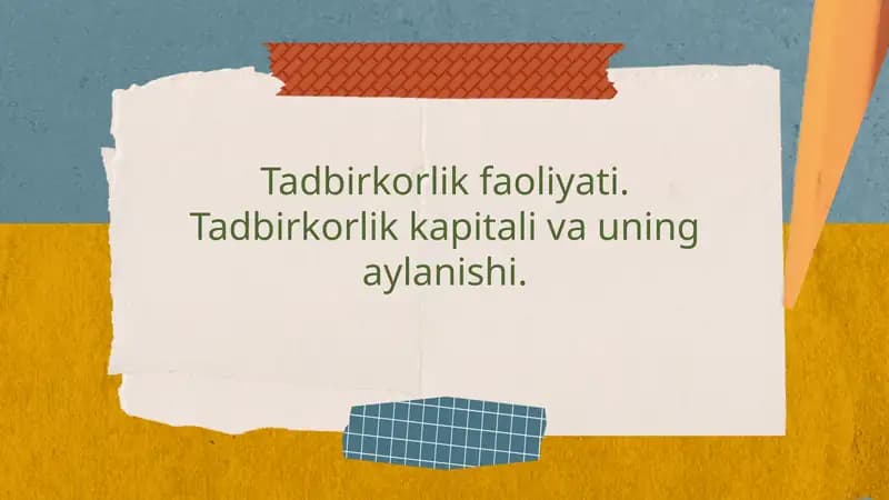 Tadbirkorlik faoliyati haqida krossvord