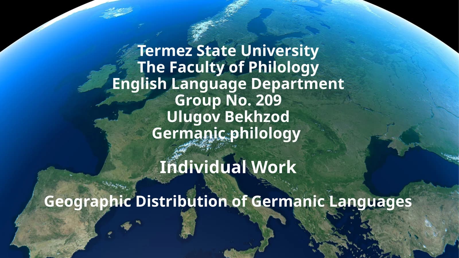 Geographic Distribution of Germanic Languages