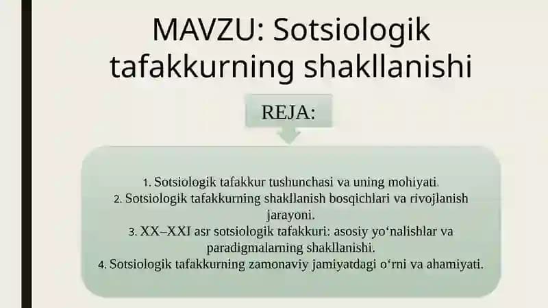sotsiologik tafakkurning shakllanishi