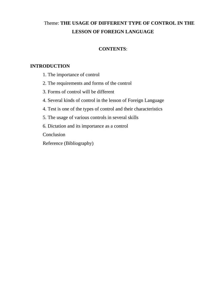The Usage of Different Type of Control in the Lesson of Foreign Language
