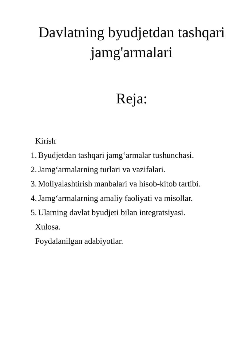 Davlatning byudjetdan tashqari jamg'armalari