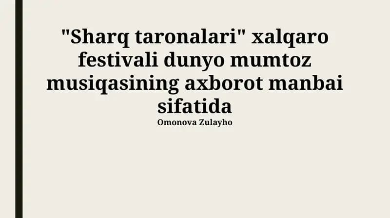 Sharq taronalari xalqaro festivali