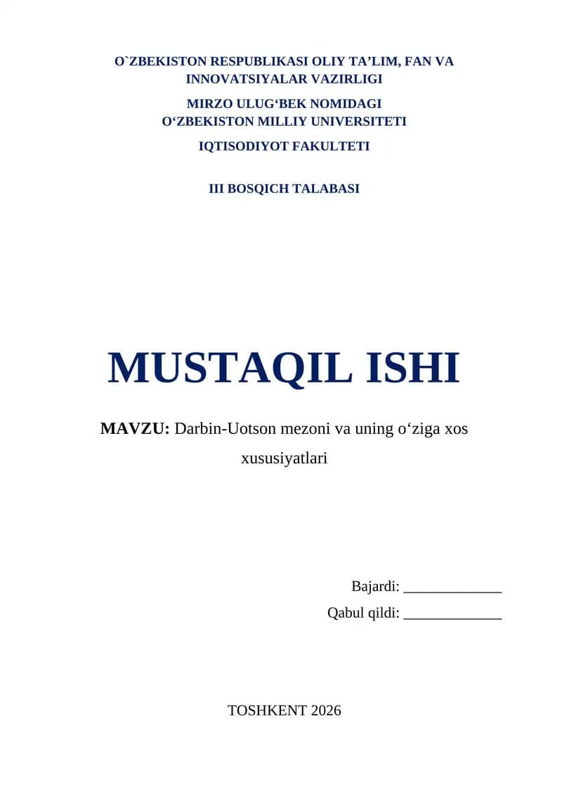Darbin-Uotson mezoni va uning o‘ziga xos xususiyatlari