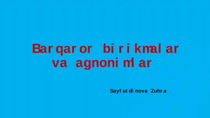 Barqaror birikmalar vaagnonimlar