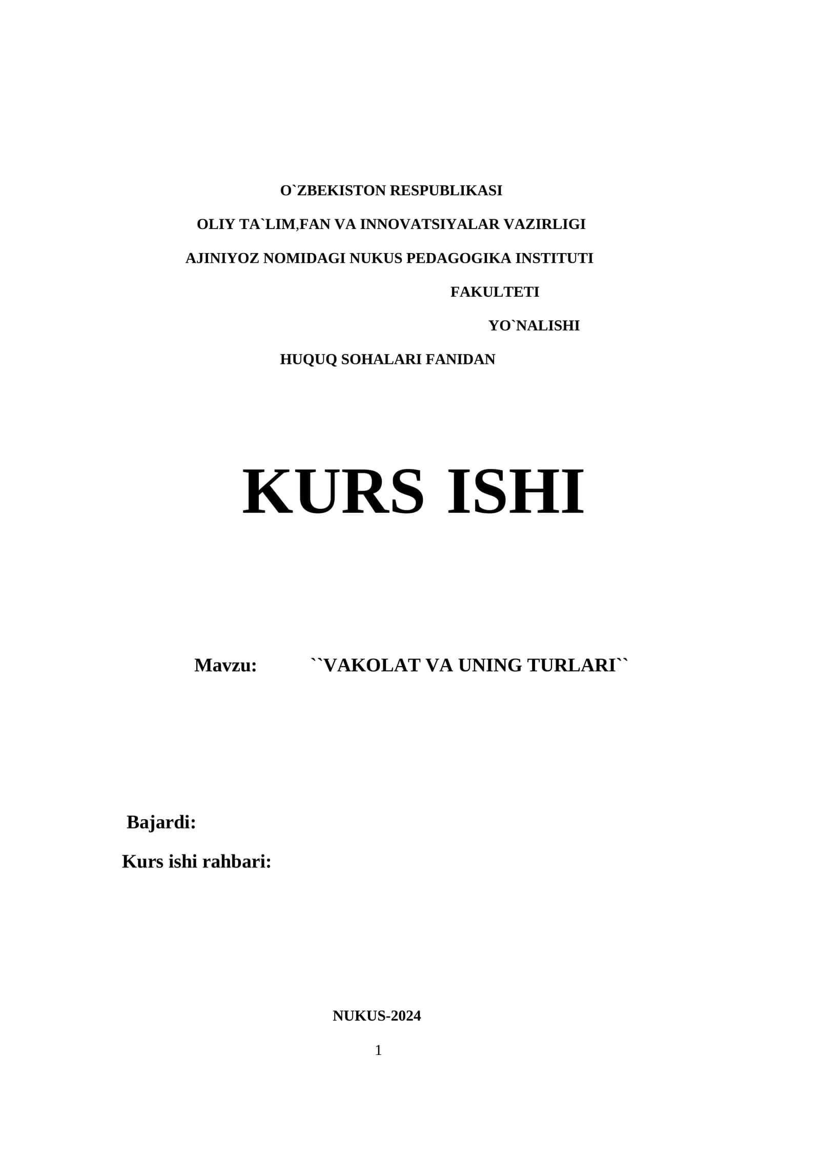 VAKOLAT VA UNING TURLARI