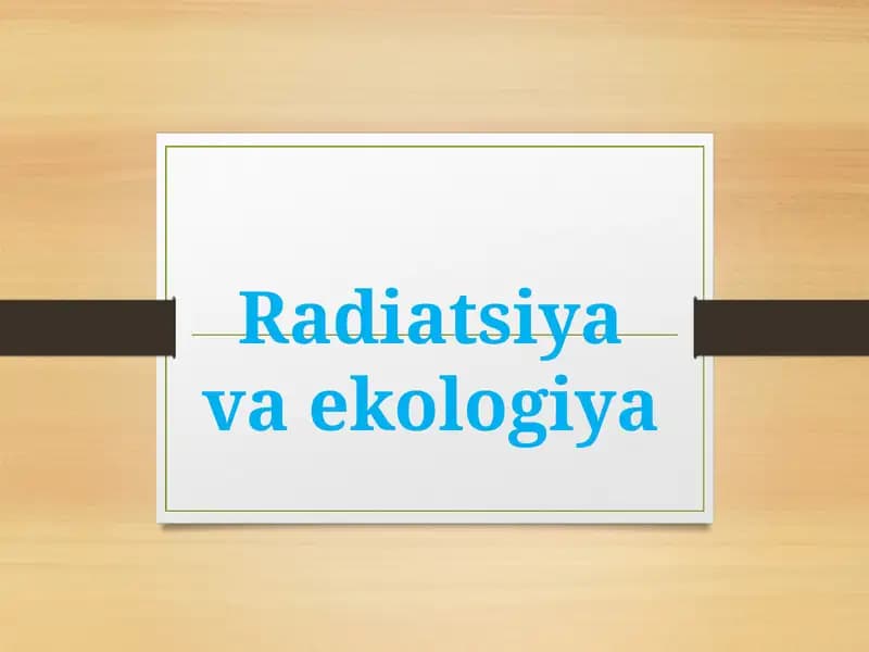 Radiatsiyavaekologiya