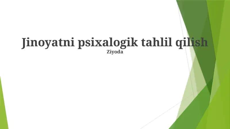 Jinoyatni psixalogik tahlil qilish