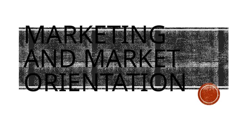 Marketing and market