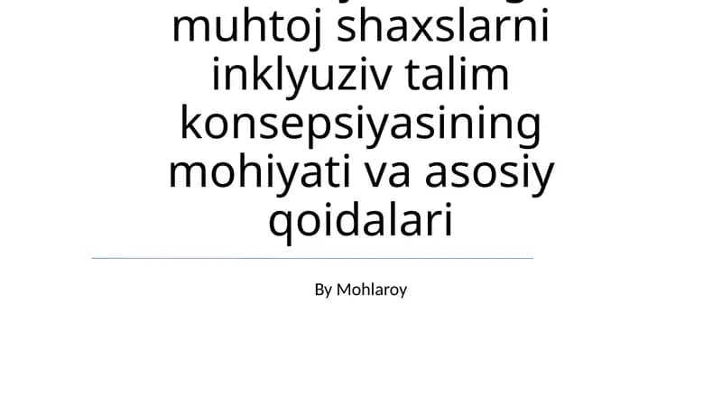 Inklyuziv talim konsepsiyasi