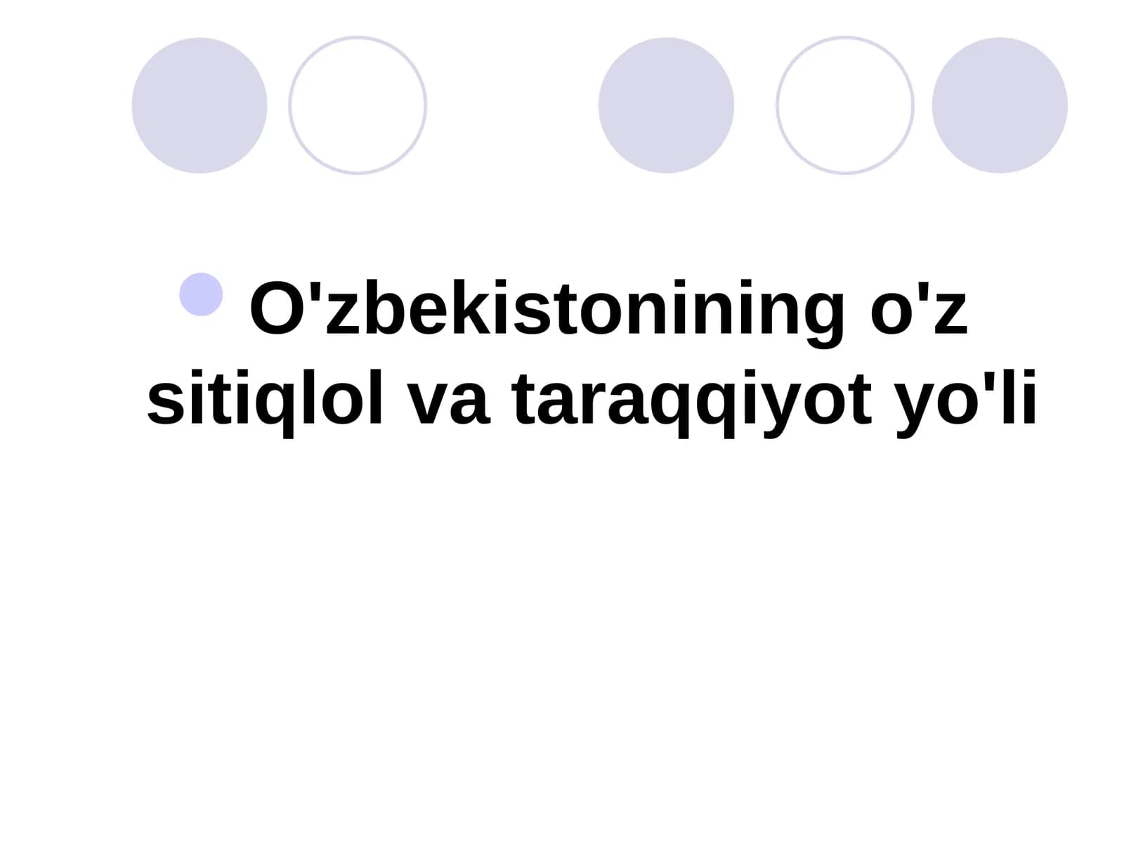 O'zbekistonining o'z sitiqlol va taraqqiyot yo'li