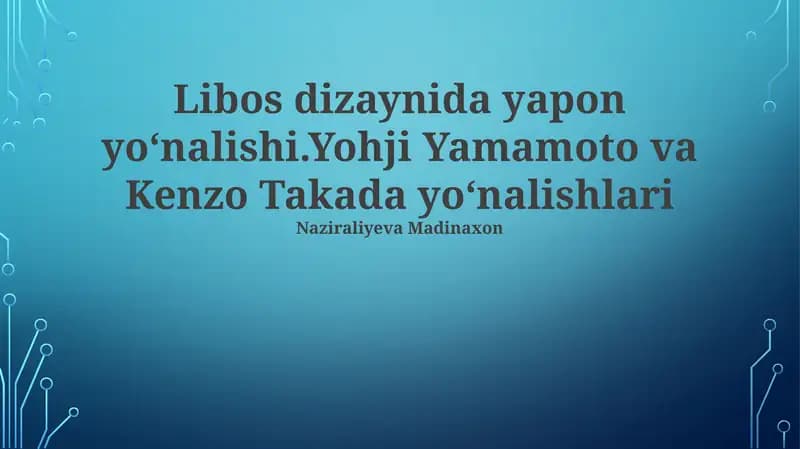 Yaponiya kiyim dizaynidagi yo'nalish