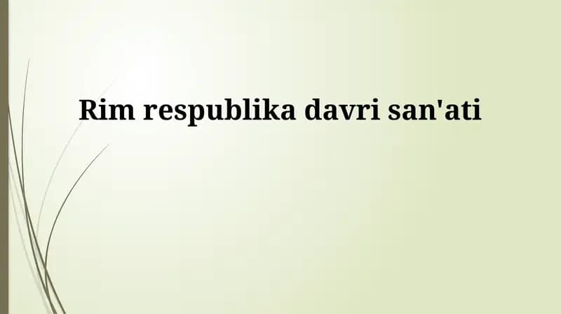 Rim respublika davri san'ati