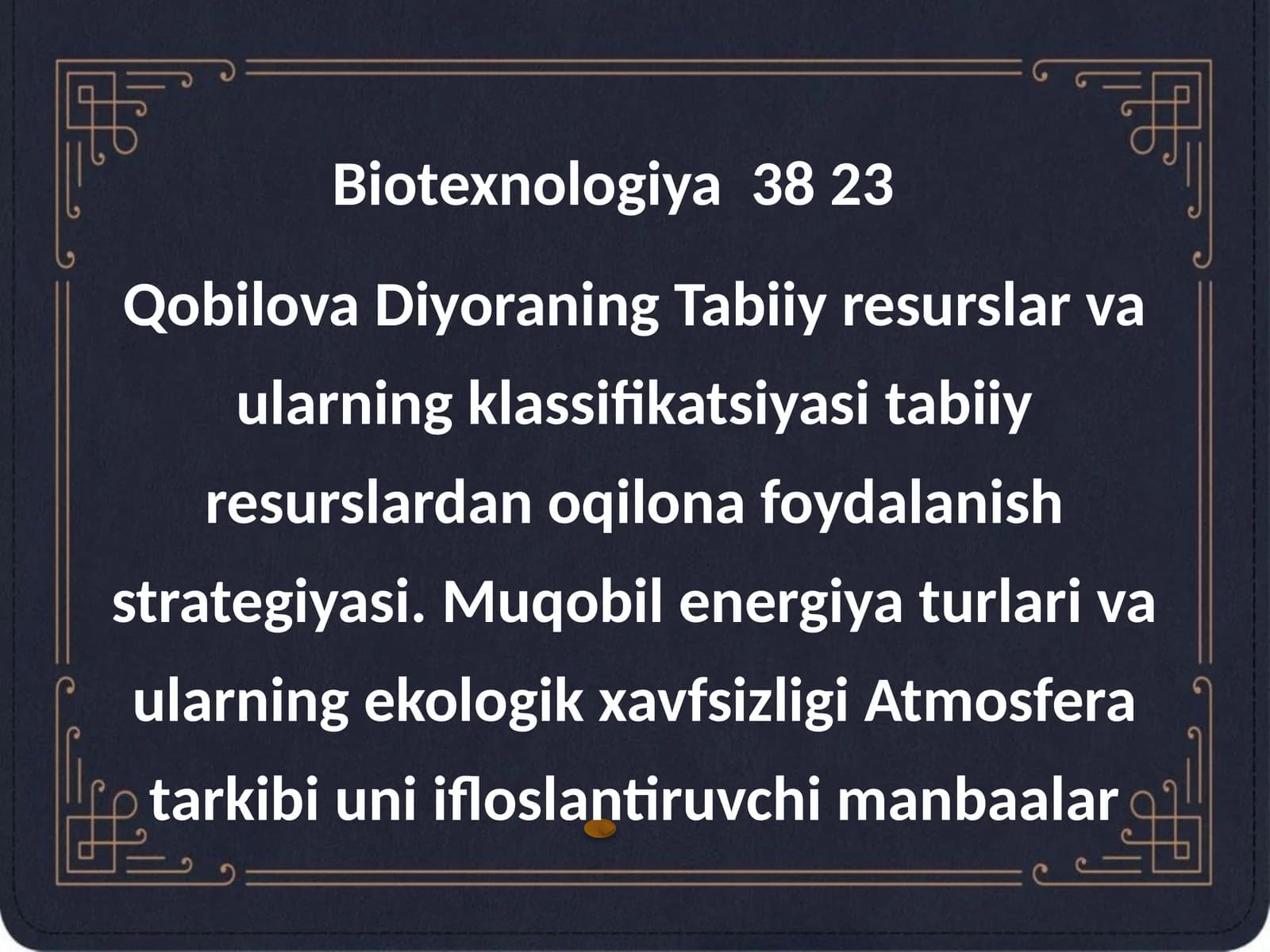 Tabiiy resurslar va ularning klassifikatsiyasi