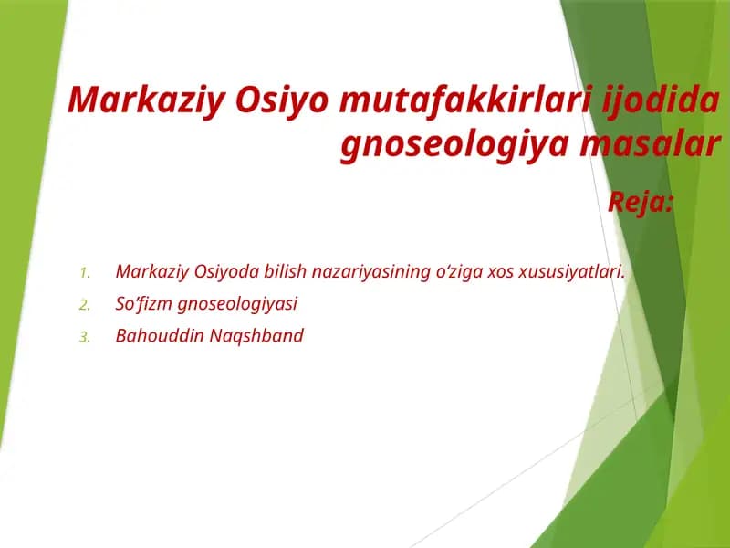 Markaziy Osiyo Mutafakkirlari Ijodi