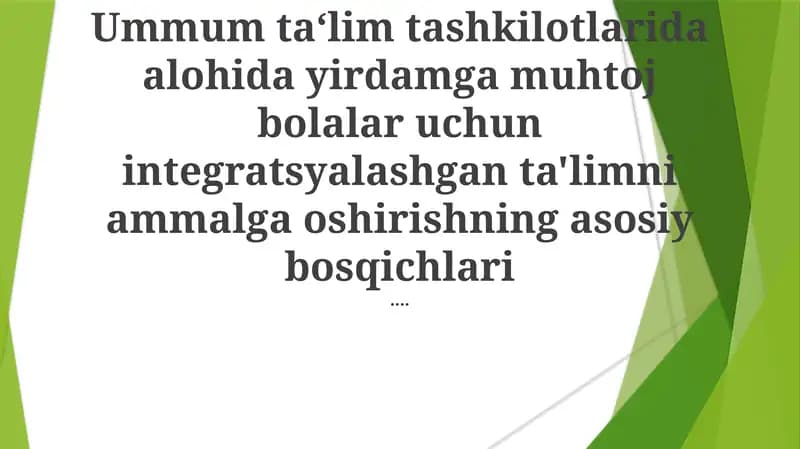 Integratsiyalashgan Ta'limning Asosiy Bosqichlari