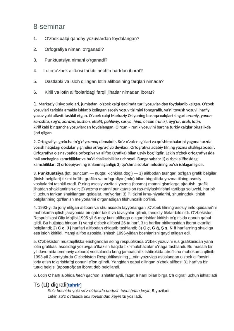 O'zbek xalqing yozuvlari