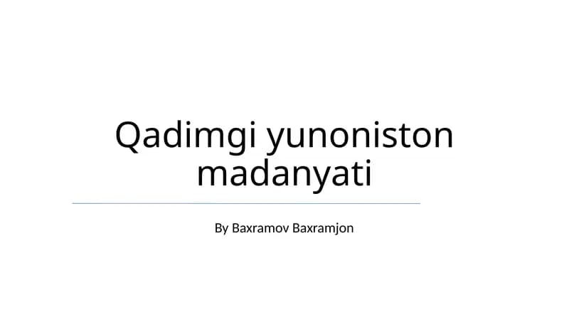 Qadimgi yunoniston madanyati