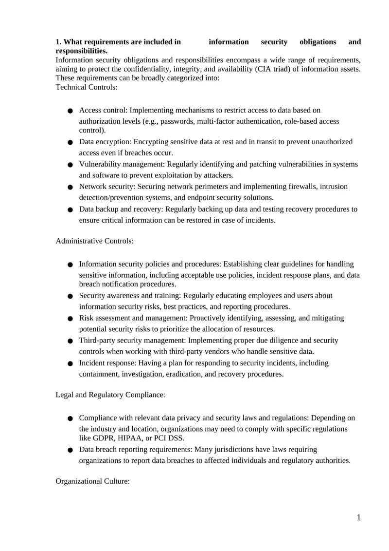 Information Security Obligations and Responsibilities