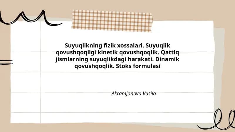 Suyuqlikning fizik xossalari