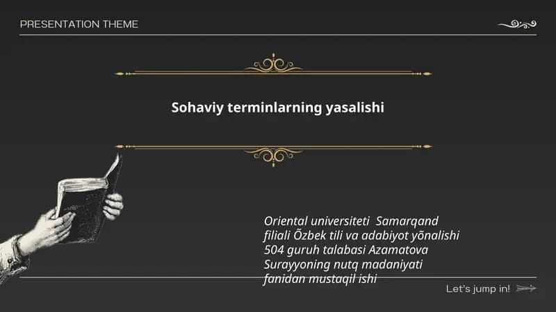 Sohaviy terminlarning yasalishi