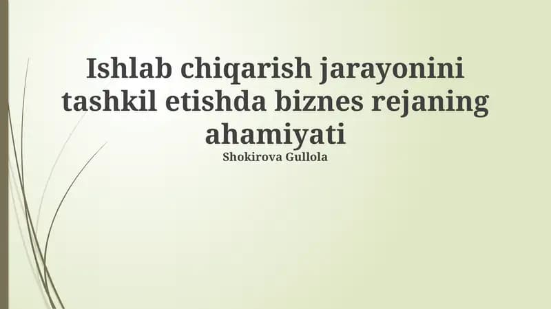 Biznes rejaning ahamiyati