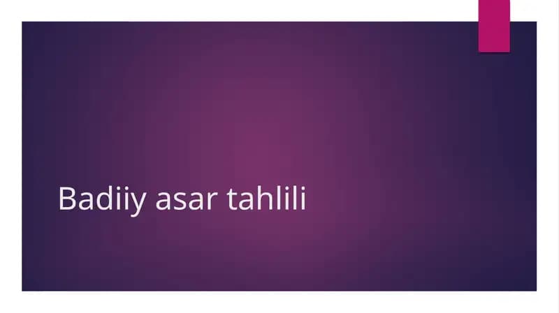 Badiiy asar tahlili