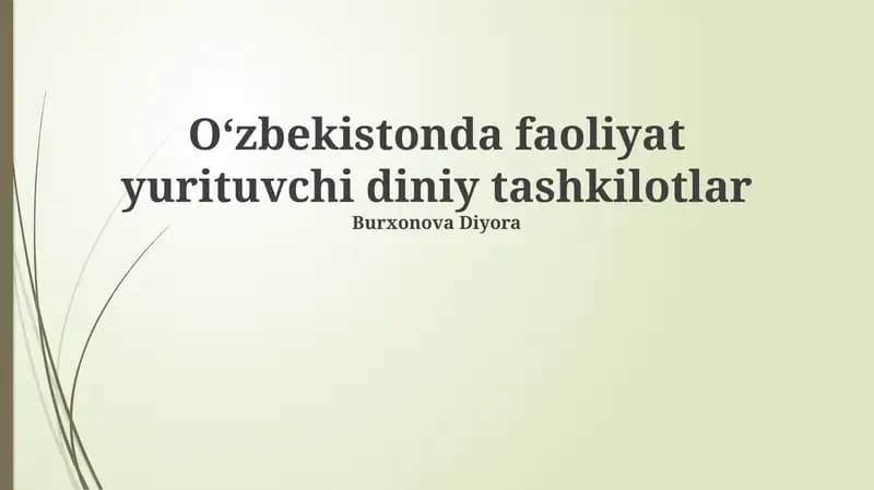 O'zbekistonda faoliyat yurituvchi diniy tashkilotlar