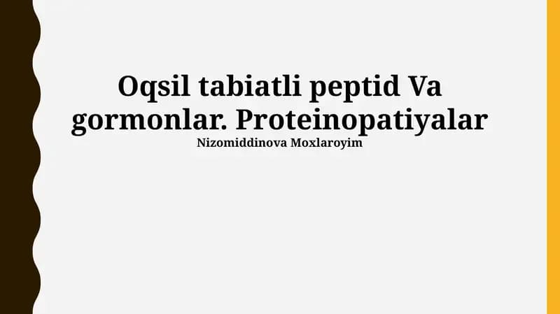 Oqsil tabiatli peptid Va gormonlar
