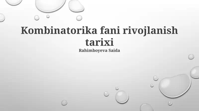 Kombinatorika fani rivojlanish tarixi