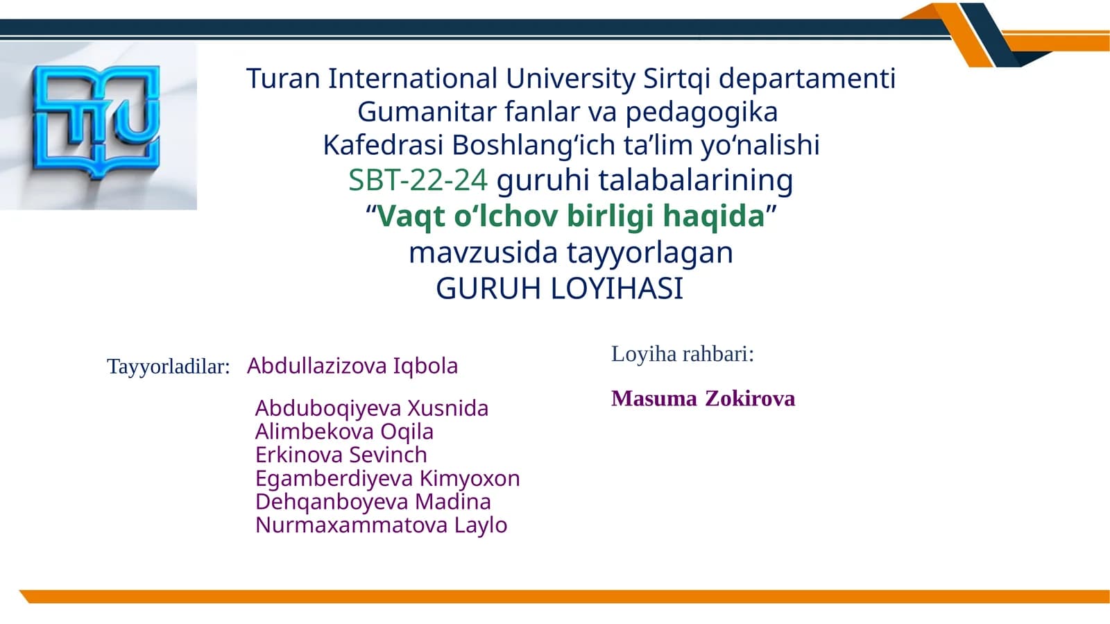 Vaqt o‘lchov birligi haqida