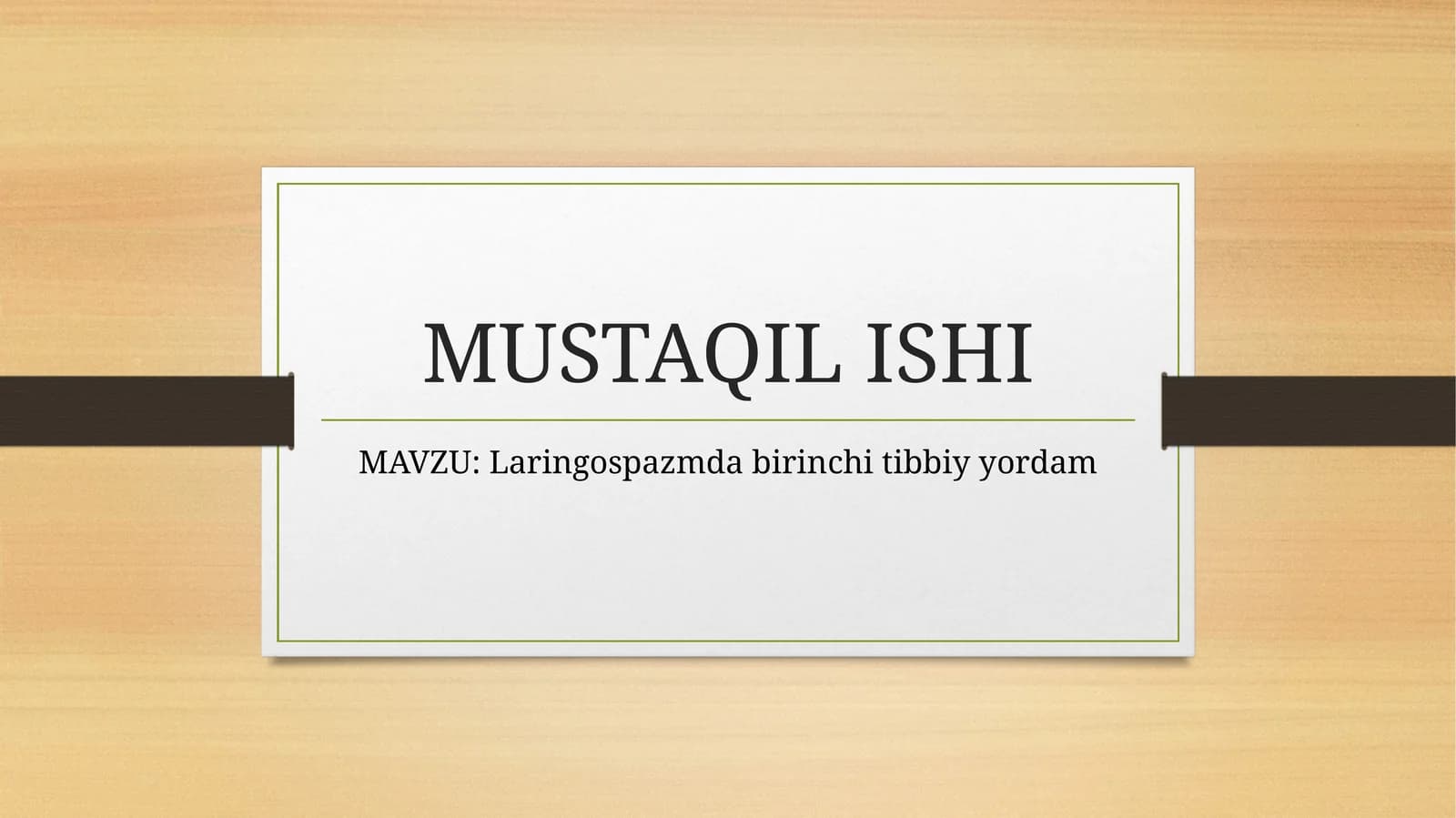 Laringospazmda birinchi tibbiy yordam