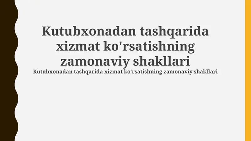 Zamonaviy kutubxona tashqi aloqa xizmatlari
