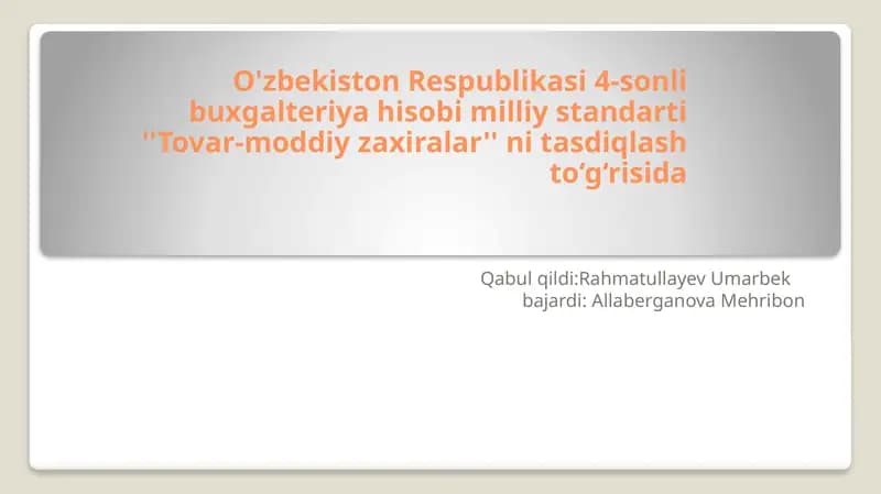 Tovar-moddiy zaxiralar