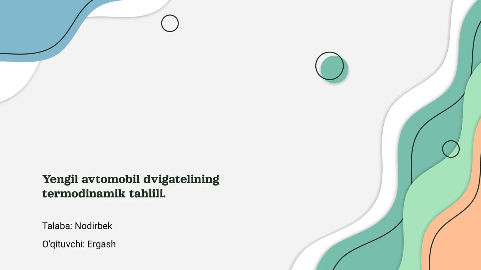 Yengil avtomobil dvigatelining termodinamik tahlili