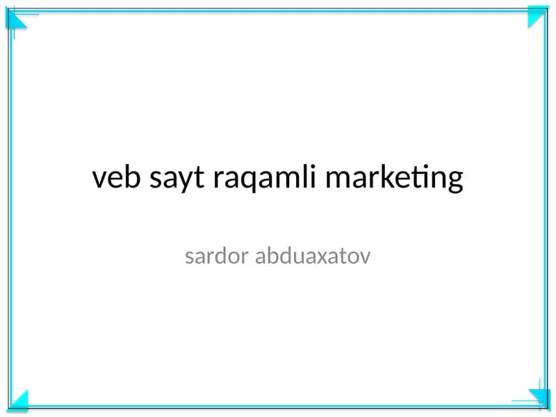 Veb sayt raqamli marketing