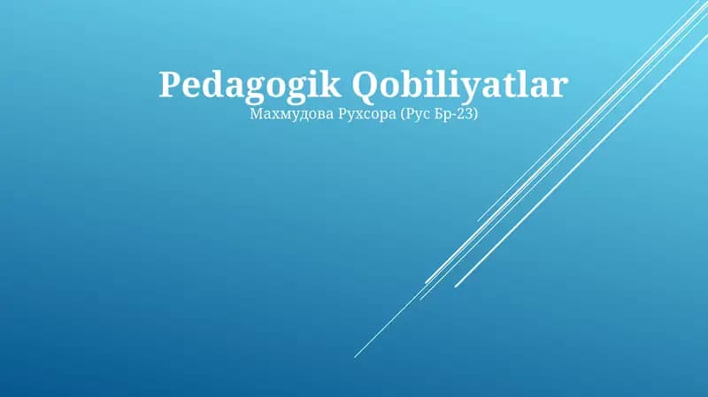Pedagogik Qobiliyatlar