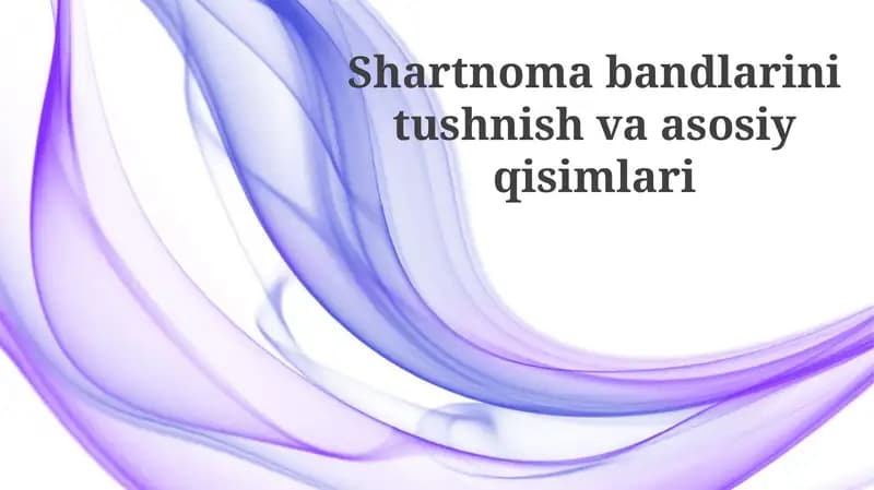 Shartnomabandlarini tuzish