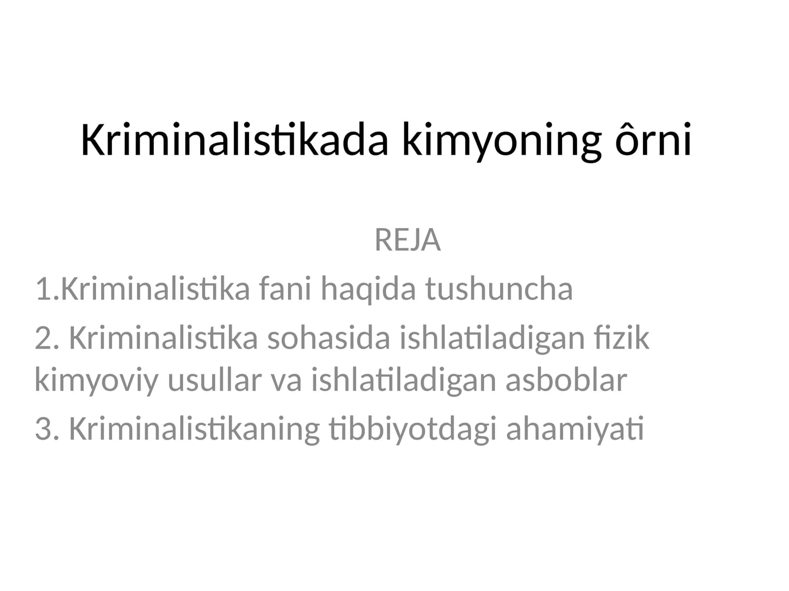 Kriminalistikada kimyoning ôrni