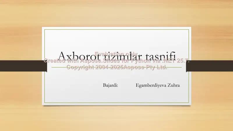 Axborot tizimlar tasnifi