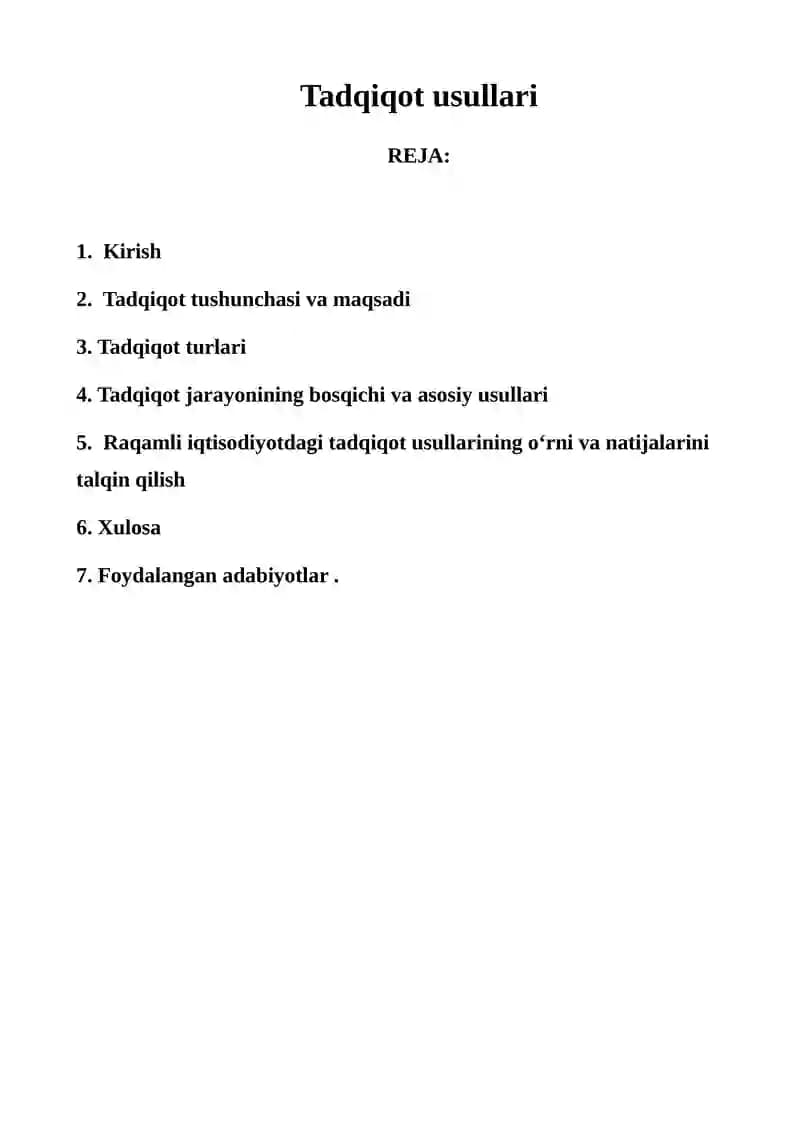 Tadqiqot usullari