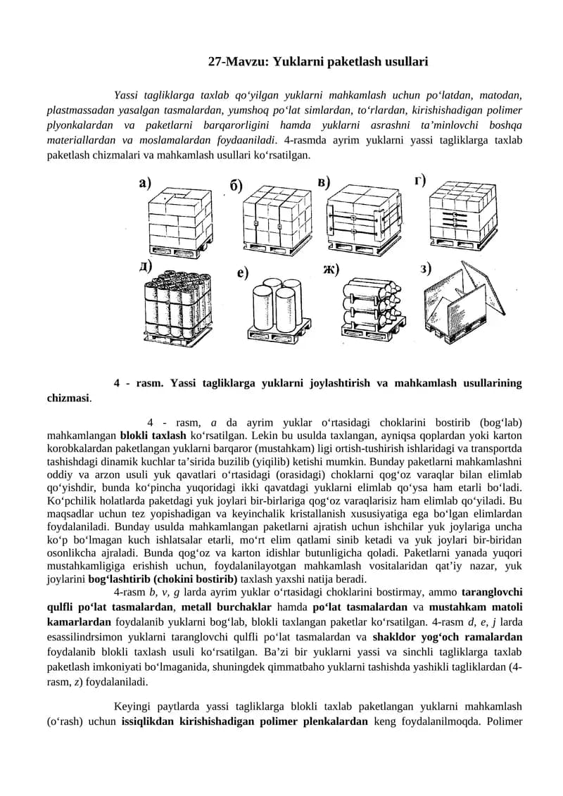 Yuklarni paketlash usullari
