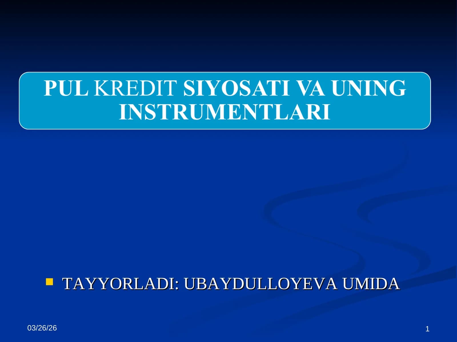 PUL KREDIT SIYOSATI