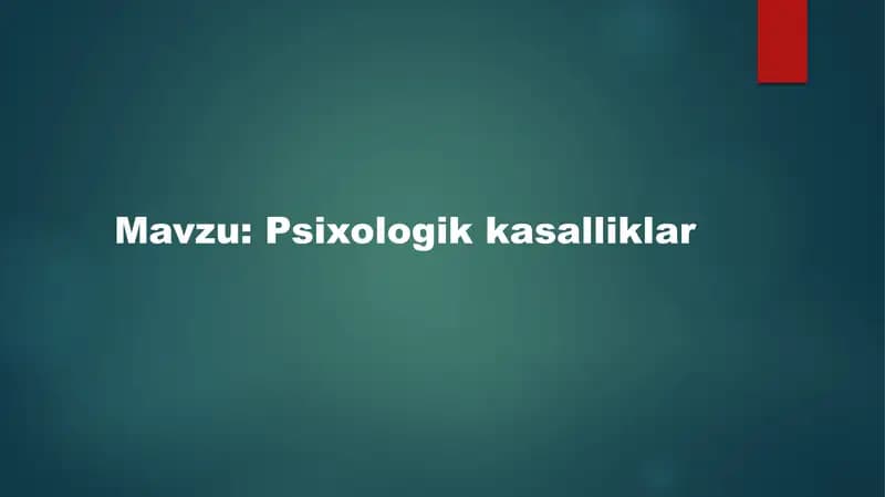 psixologiya: psixologik kasalliklar