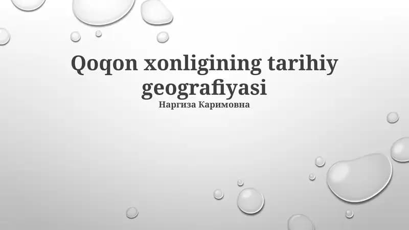Qoqon xonligining tarihiy geografiyasi